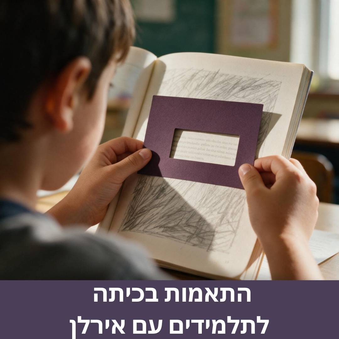 התאמות בחומרי הלמידה לתלמידים עם תסמונת אירלן, נייר בגוון פסטל וגופן מוגדל